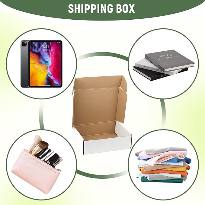10 Pack 10"x8"x3" inch Small Shipping Boxes White Corrugated Cardboard Box for Small Business, Mailer, Shipping, and Packing