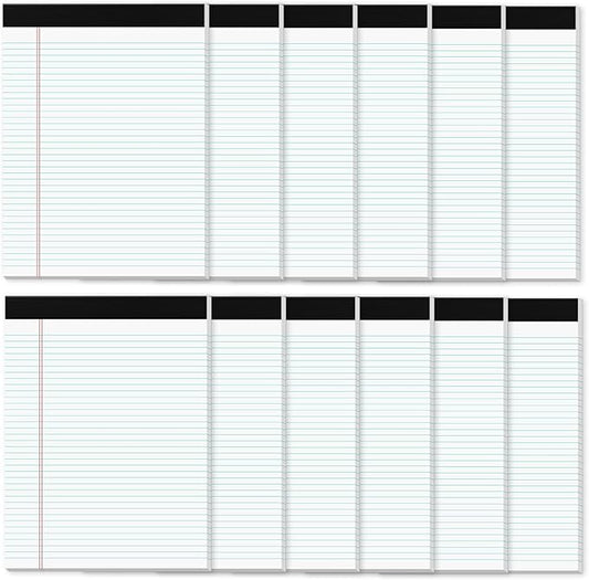Legal Pads 8.5 x 11 Note Pads 8.5” x 11.75” College Ruled Writing Pads 80gsm Lined Paper, 30 Sheets per Pad, 12 Pack Perforated To-Do List Notepad Ideal for Office, Home, School