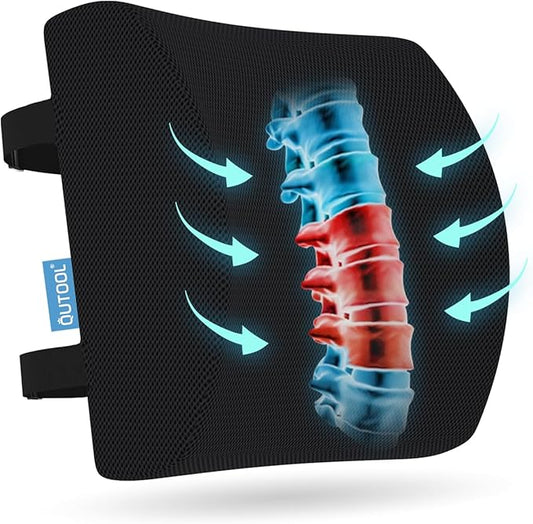 Lumbar Support Pillow for Office Chair, Memory Foam Office Chair Back Support,Lower Back Pillow for Car Seat, Back Pain Relief, Back Pillow for Chair with Adjustable Strap and Mesh Washable Cover