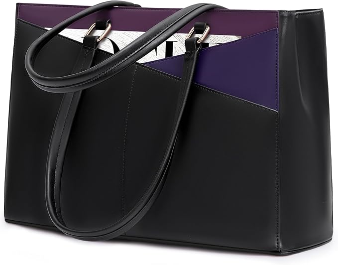 LOVEVOOK Laptop Bag for Women, 15.6 inch Laptop Tote Work Teacher Bags Cancas Computer Shoulder Bag,Black/Purple/Blue