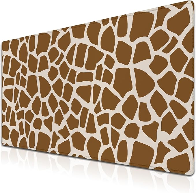 Office Desk Mat Yellow, Large Mouse Pads Gaming, Waterproof Non-Slip Rubber Base, 35.4" X 15.7" for Work/Game/Office/Home Cartoon Spots Fur Animal Africa