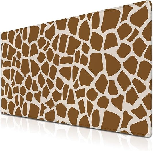 Office Desk Mat Yellow, Large Mouse Pads Gaming, Waterproof Non-Slip Rubber Base, 35.4" X 15.7" for Work/Game/Office/Home Cartoon Spots Fur Animal Africa