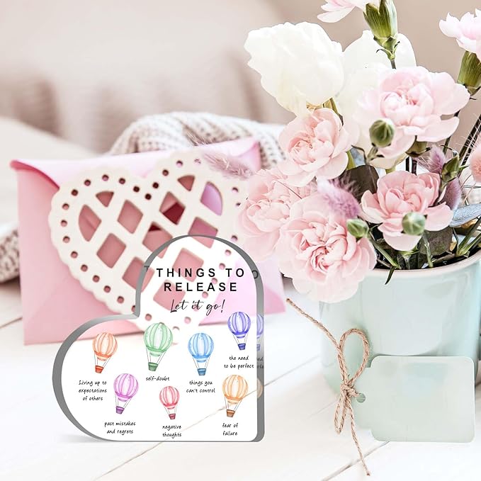 Mental Health Awareness Decor, Things to Release Psychotherapy Affirmations Heart Acrylic Sign, School Counselor Sign, Therapy Anxiety, Psychology Therapy Gift for School Home Tabletop Therapy Office