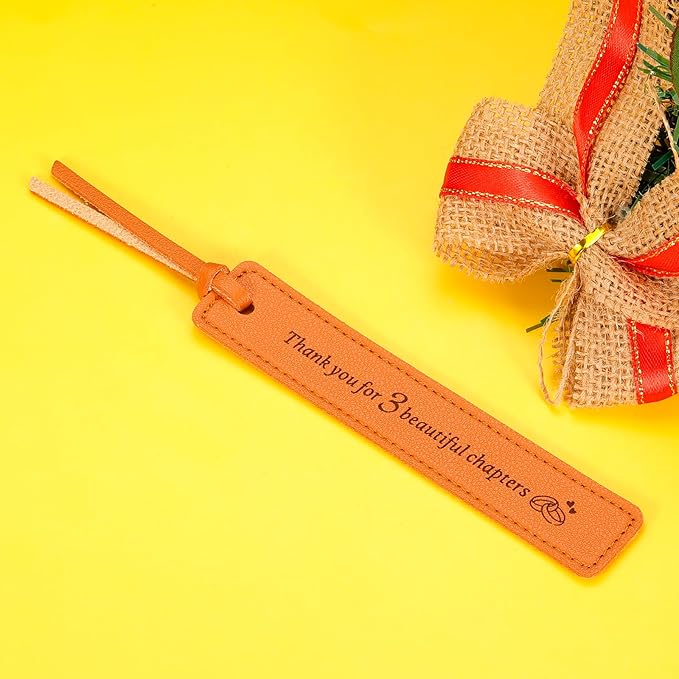 Leather Bookmark 3 Year Anniversary Wedding Gifts for Women Men Him Her 3rd Anniversary Gift for Husband Wife 3rd Anniversary Valentines Gift, Christmas Gift Ideas, Thank You for 3 Beautiful Chapters