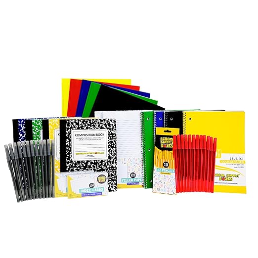 High School Writing Bundle | 1 Box - 51 Pieces per Box | School Supply Boxes - Back to School Essentials | Includes Composition Books, Loose Leaf Paper, Index Cards, 12 ct. Pens & More