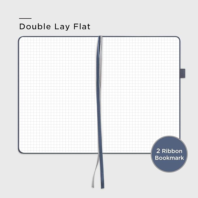 &And Per Se Graph Journal Notebook, 160 Pages, 5.7 x 8 inches College Ruled Thick Paper Notebook Journals for Writing, Grid Hardcover Notebook(1 Pack, Dark Blue)