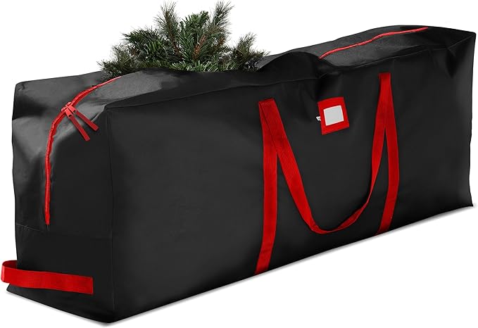 Zober Christmas Tree Storage Bag - Fits 7.5 Ft Artificial Trees - Tear Proof 600D Oxford Fabric Waterproof Christmas Tree Bag For Storage Box For Xmas - Strong, Durable Handles - Card Slot - Black