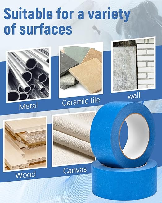 Painter's Tape 12 Rolls (Totaling 660 Yards) 1.88 inches x 55 Yards Blue Masking Tape for General Purpose Wall Painting, Home Improvement