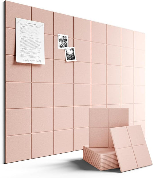 Large Felt Bulletin Board 48" x 36" Cork Board Alternative-12 Pack with 70 Safe Removable Adhesive Tabs, Cork Boards for Walls Cork Board for Home Office Classroom Pin Board-Coral