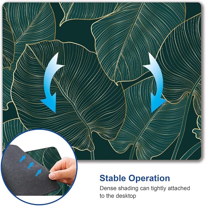 Mouse Pad, Green Leaves Mouse Pad Rectangle Custom Designs, Waterproof Anti-Slip Rubber Mousepad Office Accessories Desk Decor Wireless Mouse Pads for Computers Laptop