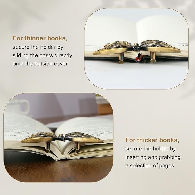 LOVME Vintage Book Clips Butterfly, Page Holder Journal Clips to Hold Journal Open While Writing and Free Your Hands, Metal Book Clip, Gifts for Book Lovers, Readers, Writers