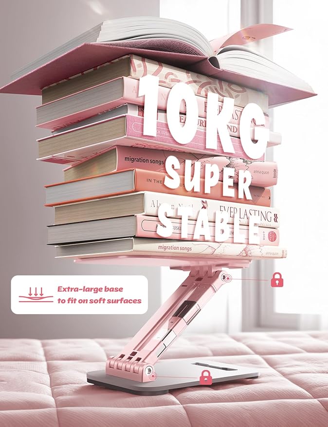 LISEN Pink Desk Accessories for iPad Office Supplies Desk Decor for Women, for Him Tablet Stand Vanity Accessories Video Zomming Face Time Free Hands