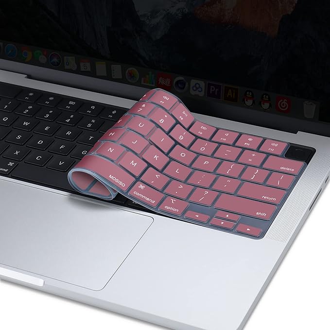 MOSISO Keyboard Cover Skin Compatible with MacBook Air 15 inch M3 A3114 M2 A2941/Air 13.6 A3113 A2681/Pro 14/16 M4 M3 M2 M1, Tea Petal Pink