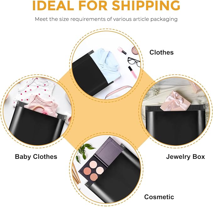 Metronic Poly Mailers 10X13 1000 Pack, Strong Adhesive Shipping Envelopes for Clothing, Medium Shipping Bags for Small Businesses, Waterproof Mailers Poly Bags (Black, 10x13 1000PC)