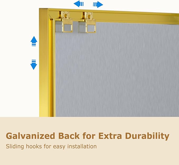 Magnetic Whiteboard, 24"x18" Gold Aluminum Frame Dry Erase White Board for Wall, Hanging Wipe Board with 6 Magnets, 4 Markers & 1 Eraser for Home and Office