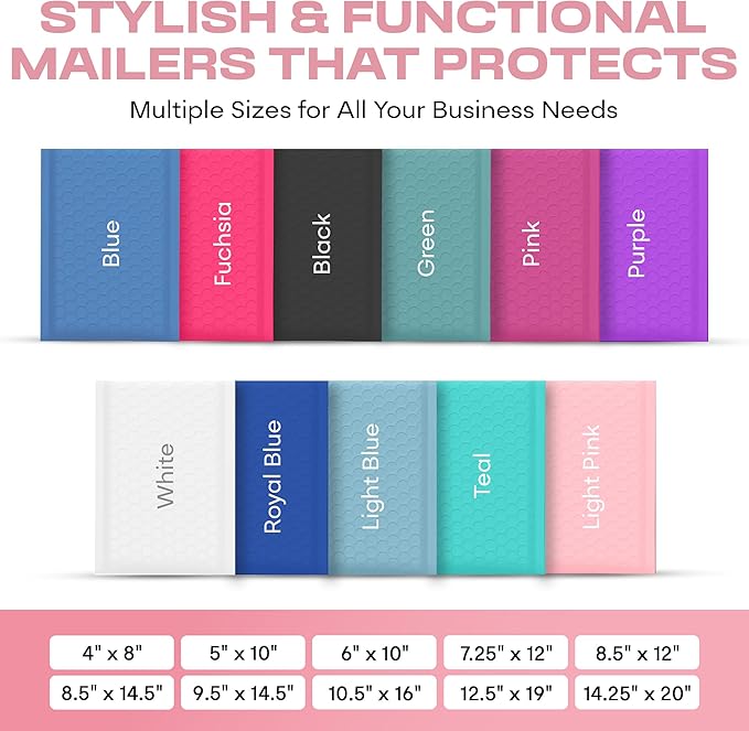 Light Pink Extra Large Poly Bubble Mailers 14.25x20 inch #7 | Self Seal Large Padded Envelopes | Air Cushioned Bubble Mailer | Usable Size 14.25x19 Lightweight Mailing Shipping Bags| 100 Pack Bulk