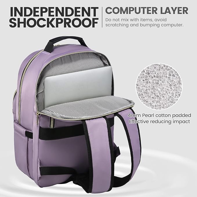 LOVEVOOK Laptop Backpack for Women 18.4 inch,Cute Womens Travel Backpack Purse,Professional Laptop Computer Bag,Waterproof Work Business College Teacher Bag Carry on Backpack with USB Port,Taro Purple
