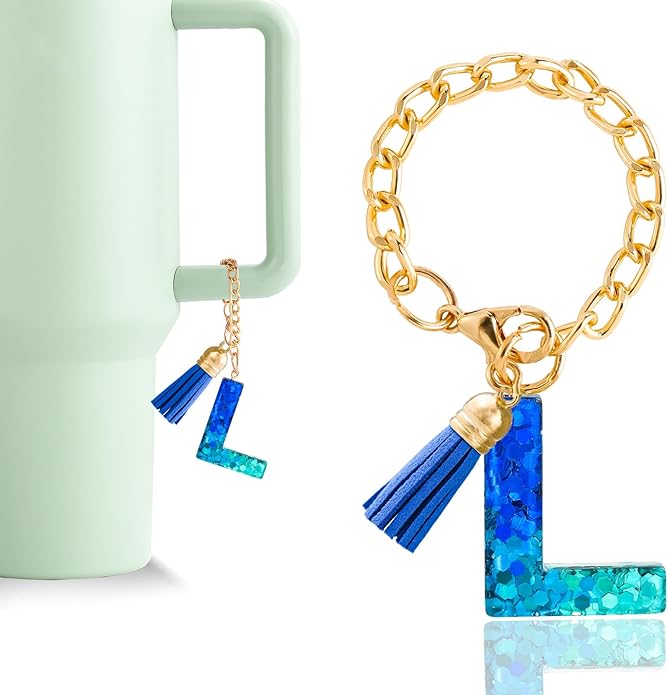 Letter Charm Accessories for Stanley Cup 1 PCS Cute Initial Keychain Handle Charm for Stanley Tumbler for Women