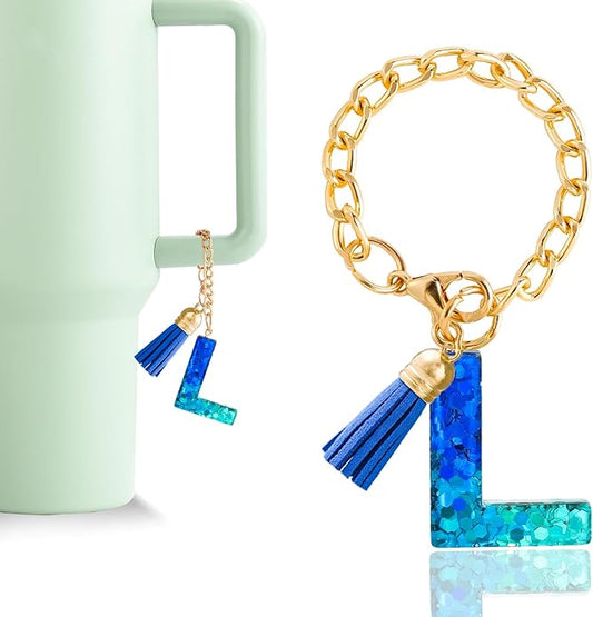 Letter Charm Accessories for Stanley Cup 1 PCS Cute Initial Keychain Handle Charm for Stanley Tumbler for Women