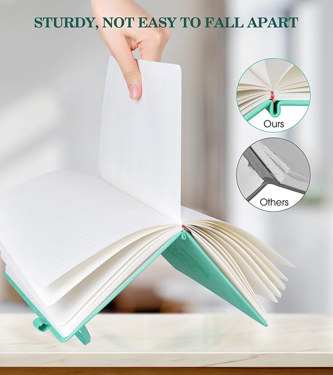 Lined Journal Notebook for Women, Hardcover Leather Journaling Notebooks, B5 200 Pages Large Journals for Writing, College Ruled Notebook for Work School, Note Taking Diary 7.6'' X 10'' Green