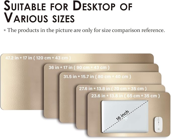 Leather Desk Mat - Non-Slip PU Desk Pad for Office and Home - Desk Organization and Accessories - Ideal for Large Mouse Pad and Desk Mats on Top of Desks (Champagne Gold,27.6"x 13.8")
