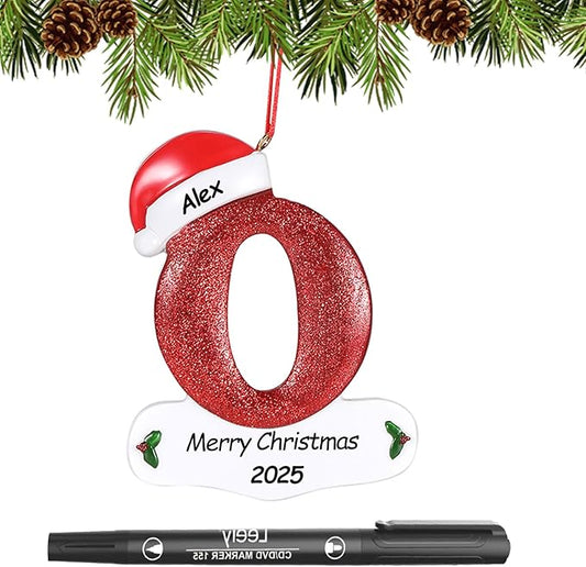 Personalized 26 Letters Ornaments for Christmas Tree 2025, Custom Christmas Ornament with Family Member's Names 3D Resin Xmas Hanging Pendant Original Gifts for Family Friends(Q)