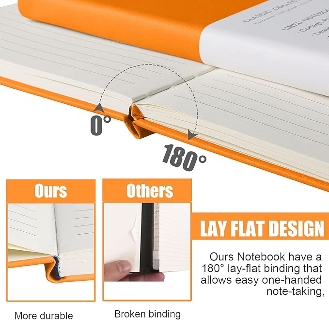 Lined Journal Notebook, (Orange), 160 Pages, Medium 5.7 inches x 8 inches - 100 gsm Thick Paper, Hardcover