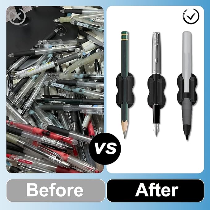 20 Pack Pencil Holders, Adhesive Desk Pencil Holder For Classroom Clipboard Wall, Silicone Pen And Marker Holders For School Student Kids Teacher Office Desk Accessories (Black) (Black)