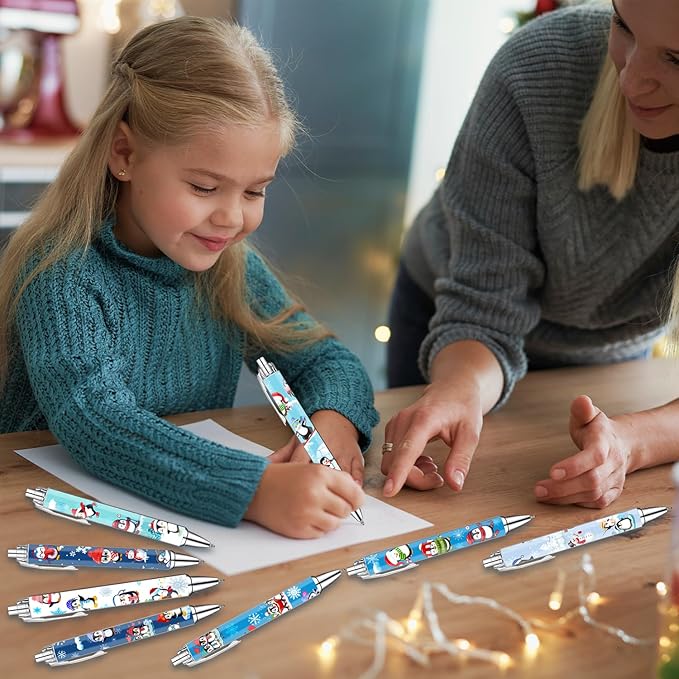 Idealmuzik Penguin Pens Set – Cute Penguin-Themed Gel Pens for Kids, Teachers, and Office Gift Exchange – Funny Penguin Designs – Perfect Stationery Gifts, Party Favors, and Stocking Stuffers, 8 Pack