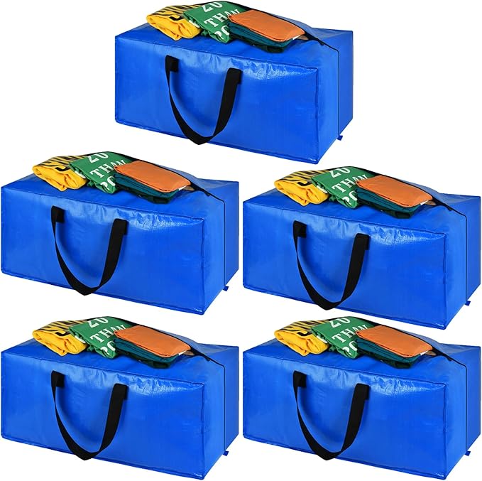 Moving Bags, Large Heavy Duty Moving Boxes for Space Saving Moving Storage, Moving Supplies, Totes for Storage with Backpack Handles Zipper（5 Pack）