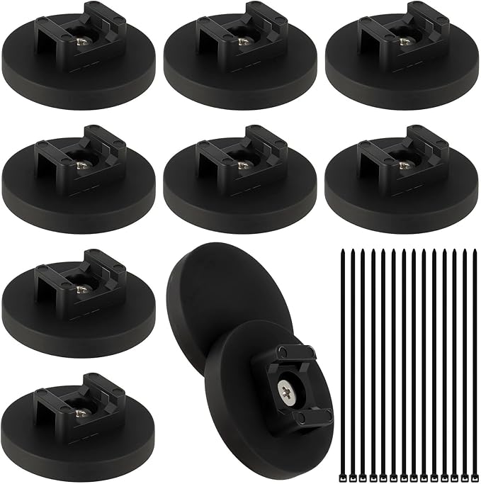 Magnetic Zip Tie Mount Wire Cable Holder, Include 10 Pcs 43mm Magnetic Cable Zip Tie Base with 50 Pcs Heavy Duty Zip, Multipurpose Wire Clips Management Base, Black