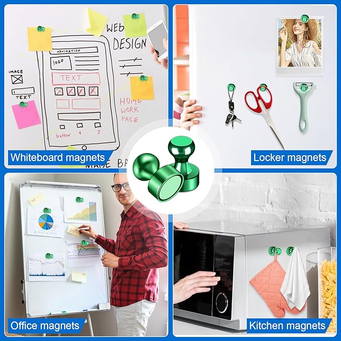 LOVIMAG Fridge Magnets 20Pcs Refrigerator Whiteboard Small Strong Magnet Classroom Kitchen Accessories Decorative Locker Set Decor Must Haves Office Calendar Refrigerador Magnetic Cute Crafts Green