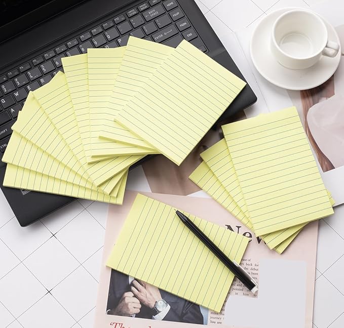 (12 Pads) Sticky Notes 4X6 in Yellow Stickies Super Sticking Power Memo Pads Strong Adhesive