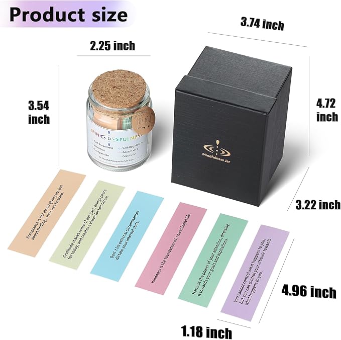 Mindfulness Jar Motivational and Inspirational Cards with 90 Daily Affirmations Anxiety Relief Relaxation Self Care Fathers Gifts for Dad Father Man Women Office Desk Accessories for Work