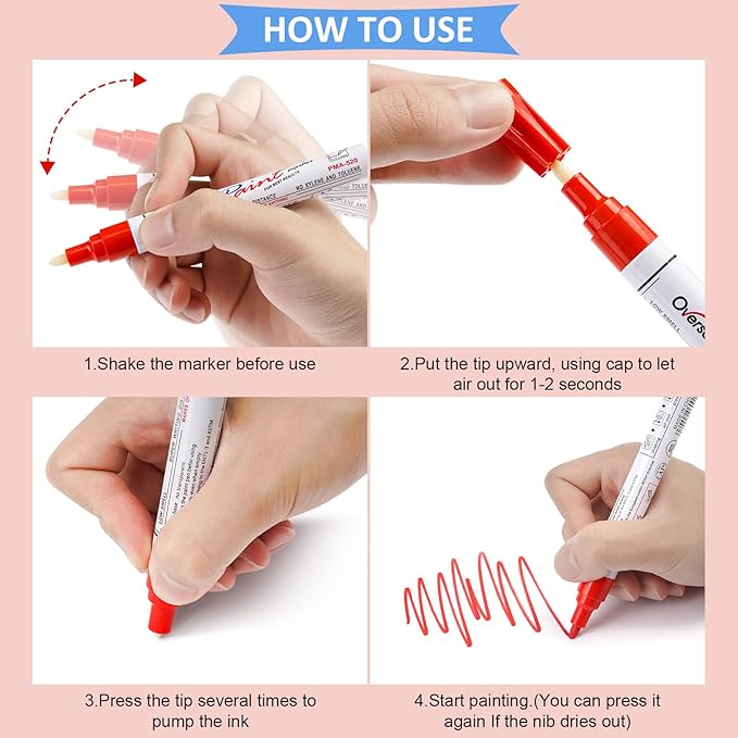 Overseas 54 Colors Paint Pens, Oil Based Assorted Colors Permanent Markers - Medium Tip, Quick Dry, Waterproof Paint Markers for Metal, Wood, Plastic, Rock, Stone, Canvas, Glass, Rubber, Leather