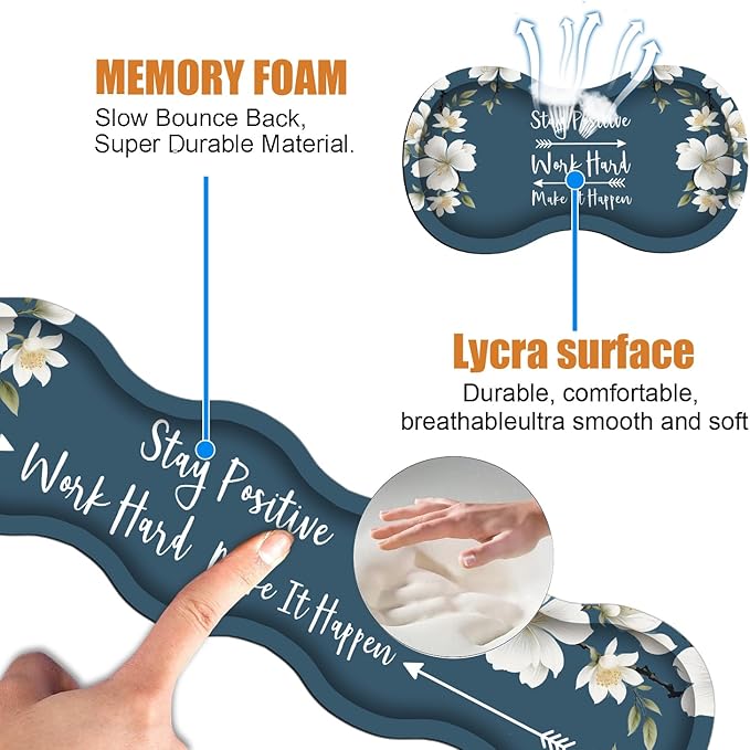 4 in 1 Ergonomic Keyboard Wrist Rest & Mouse Pad Wrist Rest Set,Stay Positive Work Hard and Make It Happen Inspirational Quote Large XXL Gaming Desk Mat with Non-Slip Base for Home Office Study Gaming