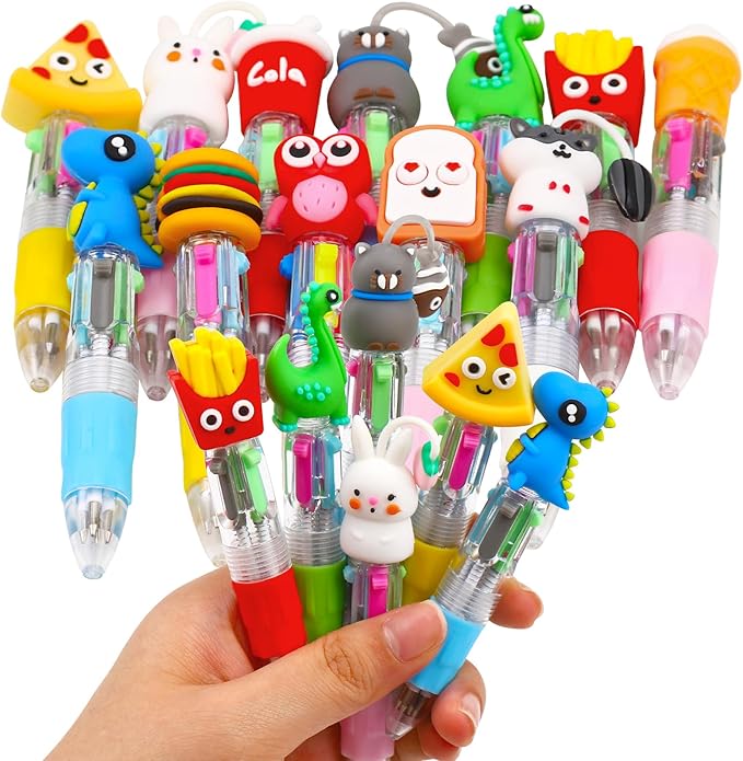 CZWZ 12Pcs Mini Multicolor Pens in One 4-in-1 Cute Pens Bulk for Kids, Ballpoint Pen for Birthdays and Children's Parties, Fun Pen Gifts Assorted Ink Kawaii Pen