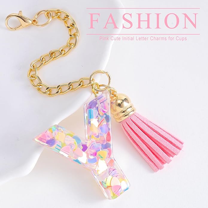 Letter Charm Accessories for Stanley Cup 1 PCS Cute Initial Keychain Handle Charm for Stanley Tumbler for Women