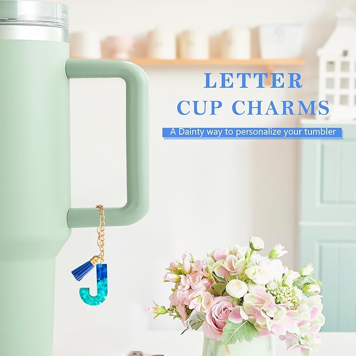 Letter Charm Accessories for Stanley Cup 1 PCS Cute Initial Keychain Handle Charm for Stanley Tumbler for Women