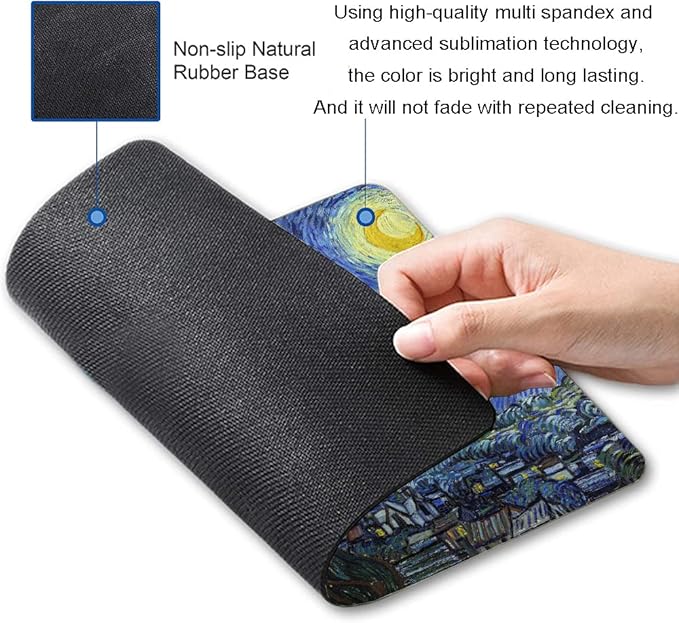 Mouse Pad, Premium-Textured Mouse Mat, Non-Slip Rubber Base Mousepad for Laptop, Computer & PC,9.5×7.9 in,Van Gogh Starry Night