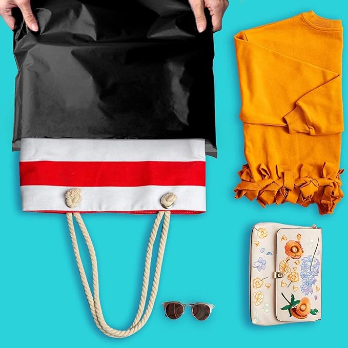 Metronic Poly Mailers 19x24 500PC Large Shipping Bags Envelopes Mailers with Self Adhesive Waterproof and Tear-Proof Postal Bags in Black