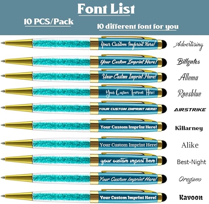 Ancolo Personalized Gift Pens - Ballpoint Pen with Stylus Tip Stylish Pens, Premium Crystal Diamond Pen, Engraved Your Logo or Slogan Perfect for Graduate Lawyer/Professor 10PCS/ Pack