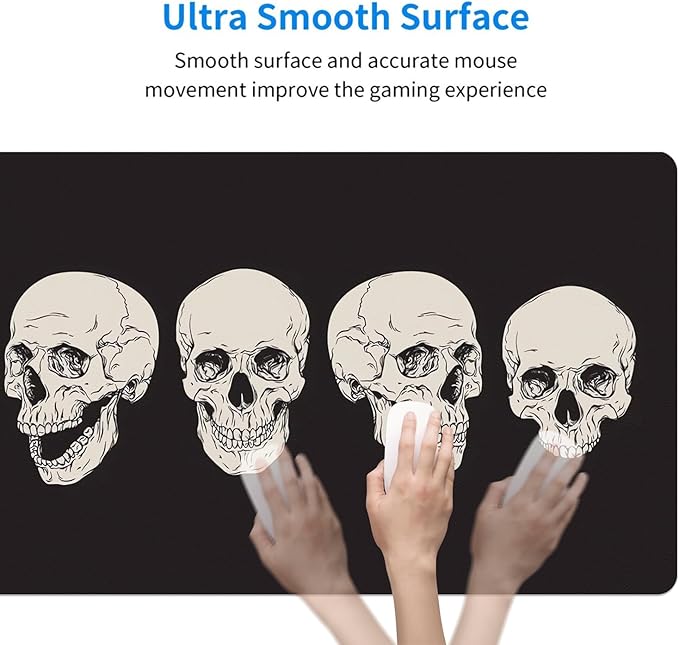 MAYCARI Skull Skeleton Desk Mat Cool Desk Pad Mouse Pad Large Black Gaming Mousepad XXL Laptop Keyboard Desktop Writing Pad for Girls Students 31.5"X15.7"
