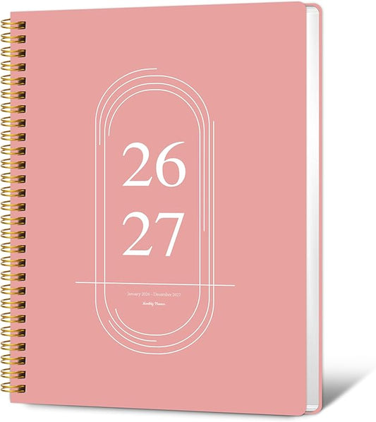Monthly Planner 2026-2027 - 2 Year Monthly Planner Calendar 2026-2027, Jan. 2026 - Dec. 2027, 7.3" * 9.5", 24 Months Calendar Planner with Note Pages, for Office, School Home Planning - Pink