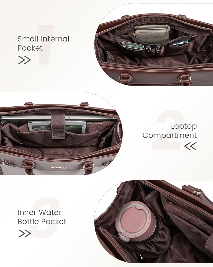 LOVEVOOK Laptop Bag for Women, 15.6 Inch Large PU Leather Tote Bag, Professional Teacher Work Bag, Waterproof Business Computer Briefcase, Shoulder Tote Purse for Office