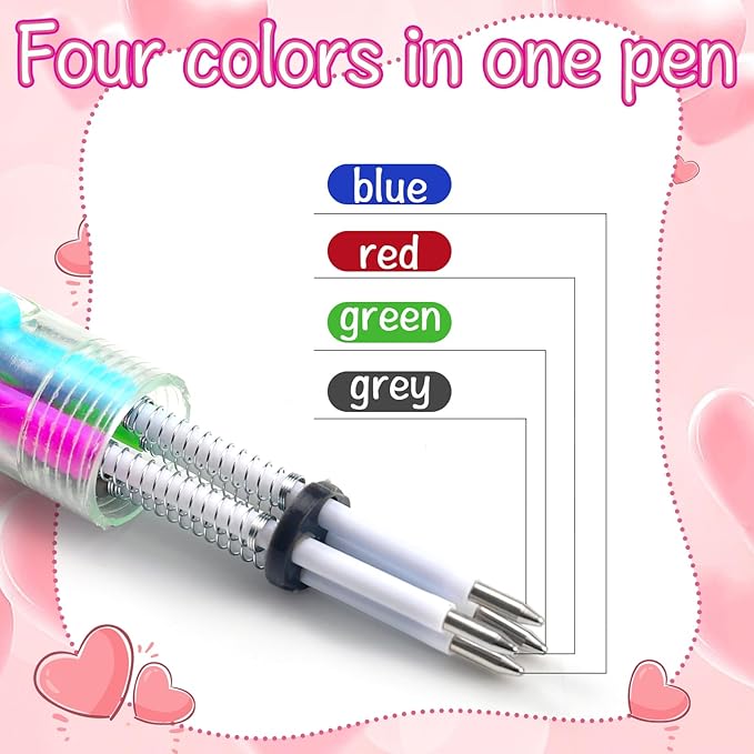 CZWZ 30 Set Cute Multicolor Pens in One 4-in-1 Fun Pens Bulk with 30 Gift Cards for Kindergarten Party Welcome Back To School Student Gift Bulk Office School Exchange Gifts