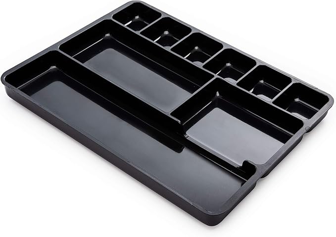 Desk Drawer Organizer Tray with 9 Storage Compartments - For Home and Office - Drawer Organizers Office, Perfect Organizing Pens, Pencils, Paper Clips, Sticky Notes and all your Supplies - 2 Pack