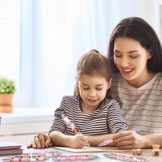 Idealmuzik Pink Pig Pens Set – Cute Piggy Gel Pens for Kids, Teens, and Animal Lovers – Fun Writing Stationery Gift for School, Office, or Journaling – Thanksgiving Christmas New Year Gifts, 6 Pack