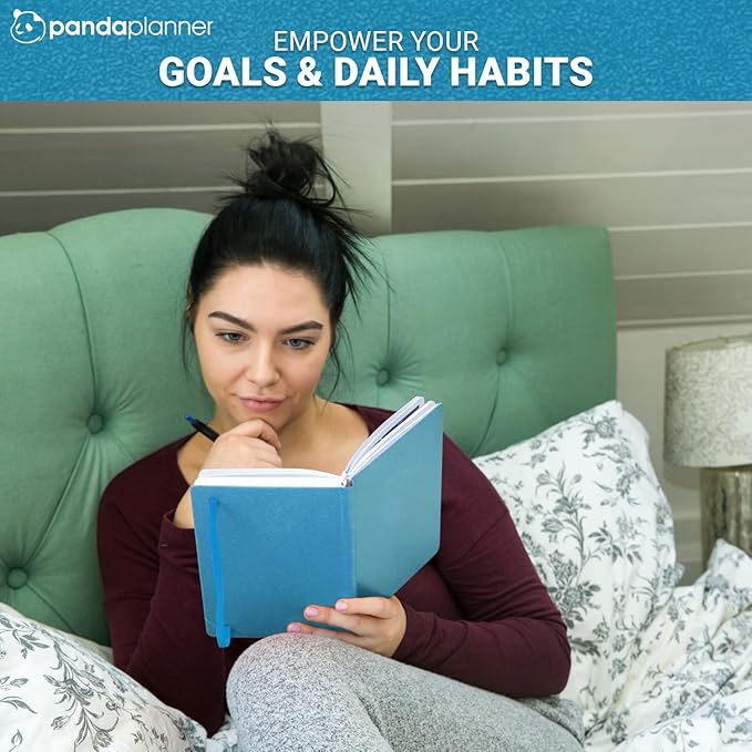 Panda Planner Classic A5 Daily Planner 2026 – Undated Daily Monthly & Quarterly Planner with Hourly Schedule, To Do List, Goal Planner, Habit Tracker, Gratitude Journal & Productivity Organizer – Cyan Blue