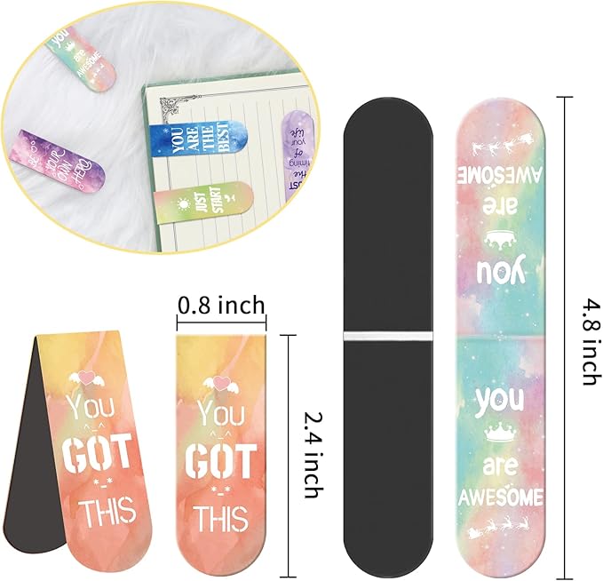 Magnetic Bookmarks, Kaluofan 15PCS Inspirational Bookmarks, Bookmarks for Women, Bookmarks for Kids, Double Sided Magnet Book Markers Page Clip for Students Teachers Reading Supplies